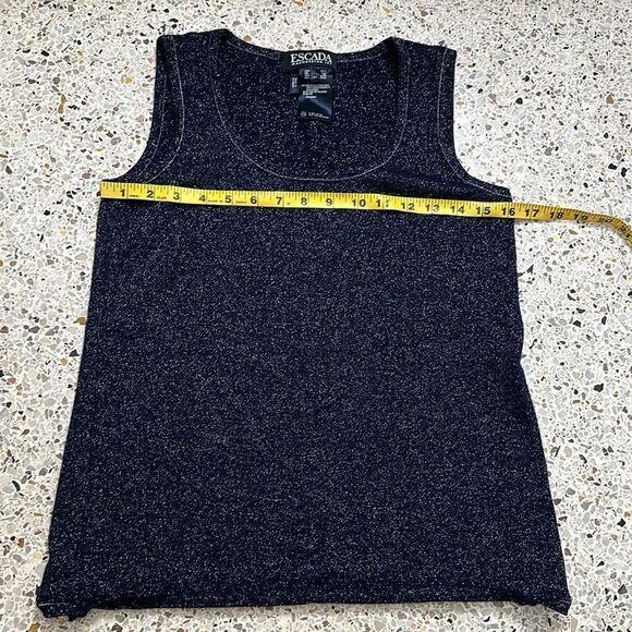 EUC Escada navy blue silver shimmer tank 36 medium n - Picture 5 of 6